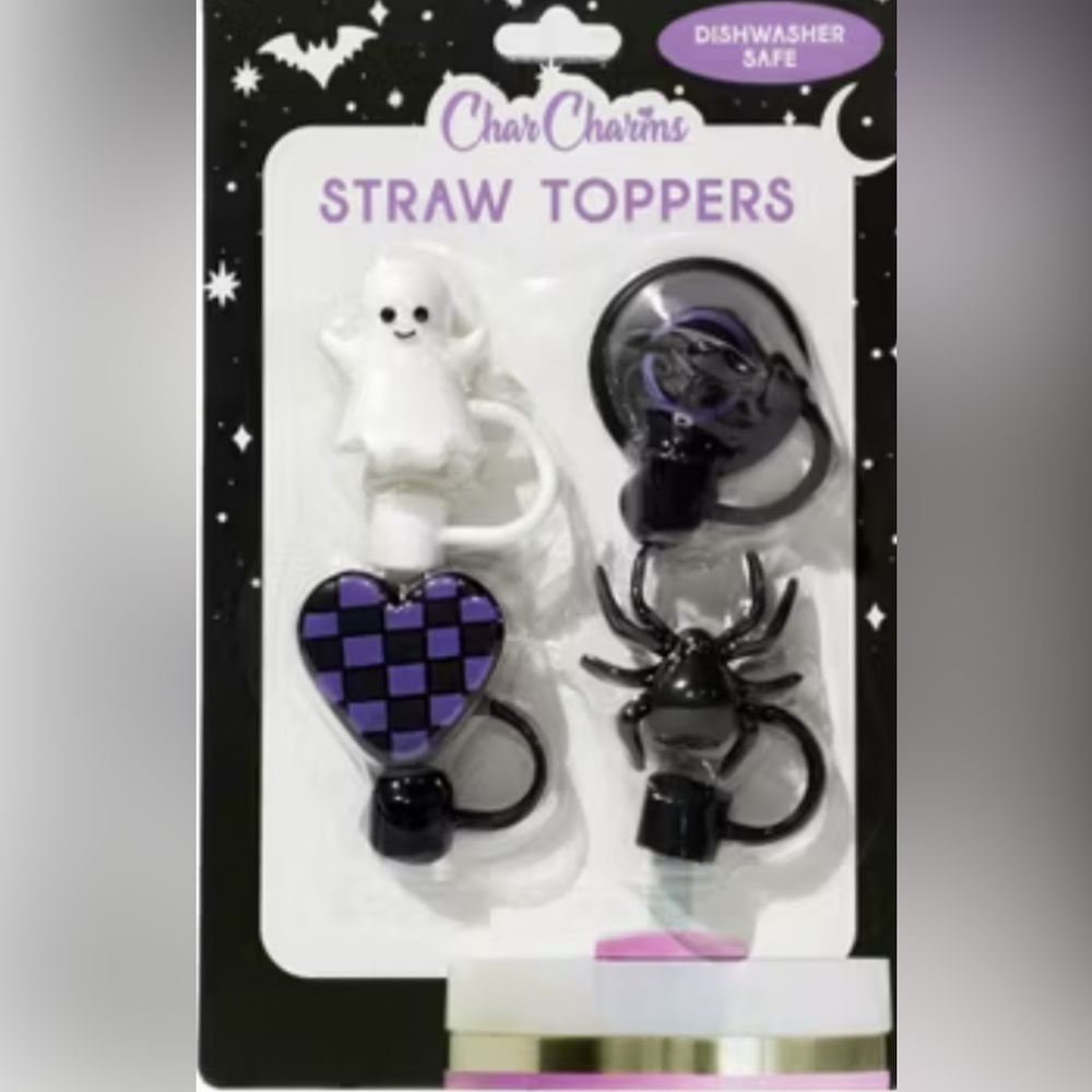 NEW!! Char Charms Spooky Halloween Straw Topper 4 Pack Set (NWT) - Picture 6 of 6